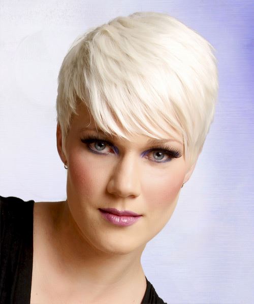 Short Icy Blonde Hairstyle With Long Layers