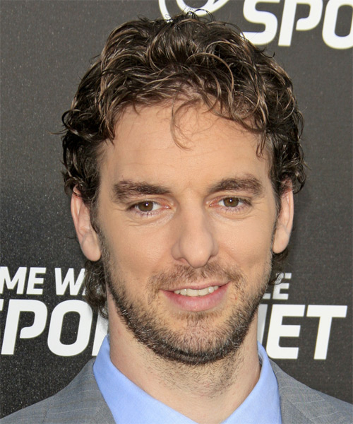 Pau Gasol Short Wavy   Dark Brunette     with  Blonde Highlights