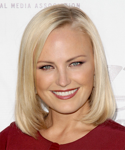 Malin Akerman Medium Straight Layered  Light Blonde Bob  Haircut