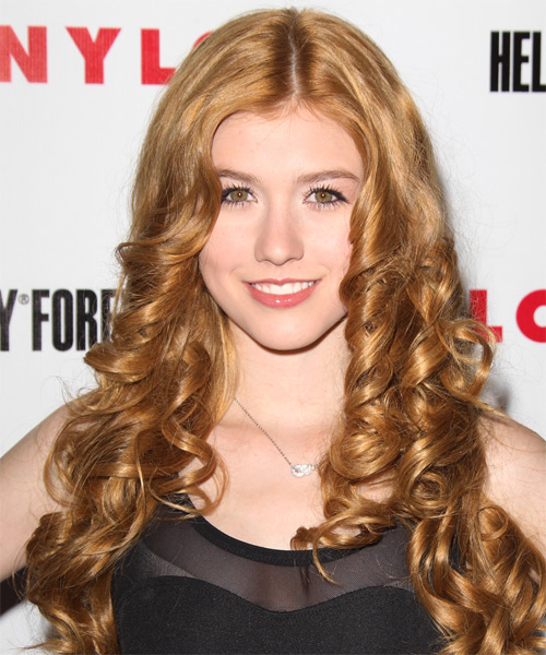 Katherine McNamara Long Curly   Light Golden Brunette   Hairstyle   with  Blonde Highlights