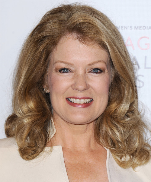 Mary Hart Medium Wavy    Golden Blonde   Hairstyle   with Light Blonde Highlights