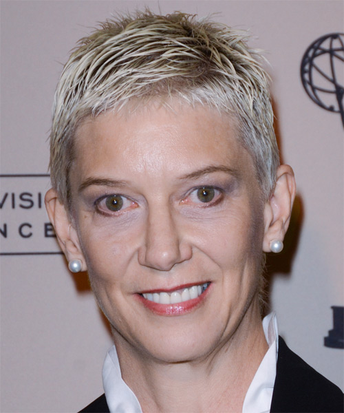 Patricia Kelly  Short Straight   Light Platinum Blonde   Hairstyle