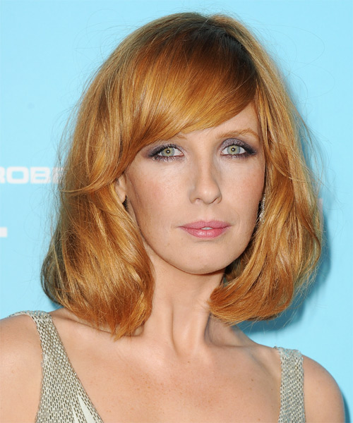 Kelly Reilly Medium Straight    Ginger Red   Hairstyle with Side Swept Bangs