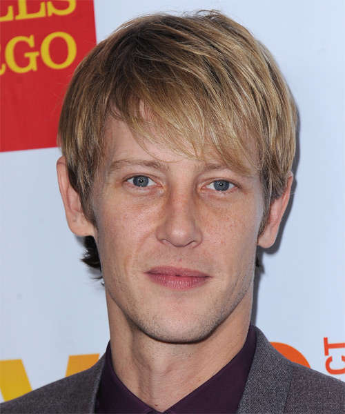 Gabriel Mann Short Straight    Golden Blonde   Hairstyle with Side Swept Bangs  and Light Blonde Highlights
