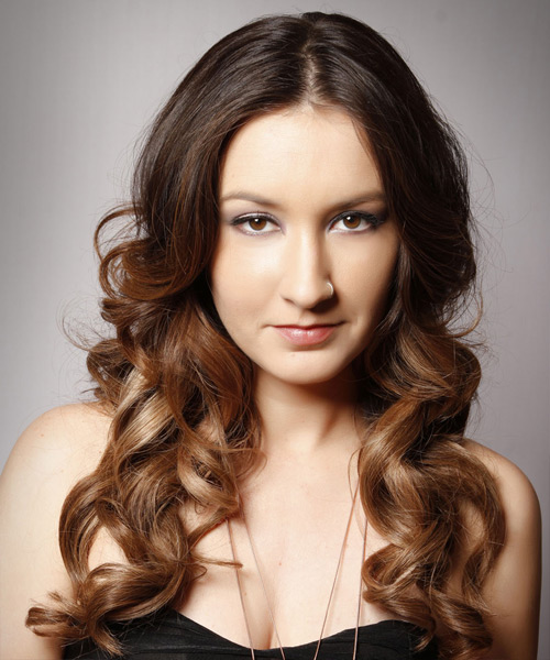  Long Wavy    Chocolate Brunette and Light Brunette Two-Tone   Hairstyle  