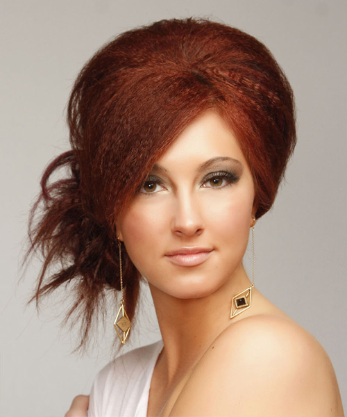 Medium Red crimped updo