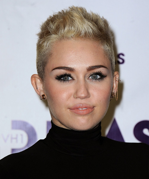 Miley Cyrus Short Straight Light Golden Blonde Hairstyle