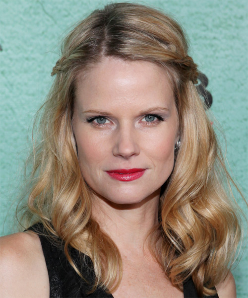 Joelle Carter  Long Curly    Golden Blonde  Half Up Half Down Hairstyle   with Light Blonde Highlights