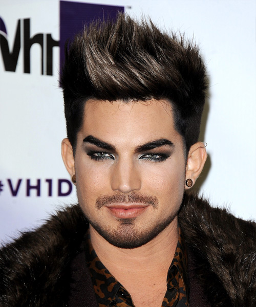  Adam Lambert  Short Straight   Black  and Light Brunette Two-Tone