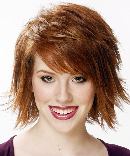 Mid-Length Textured Hairstyle With Side Swept Bangs