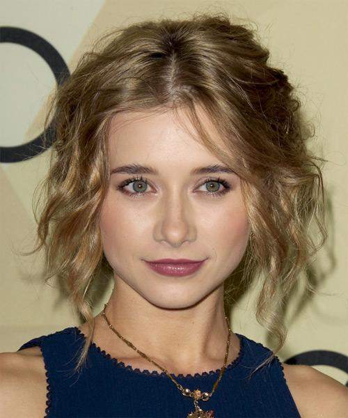 Olesya Rulin  Medium Curly    Ash Blonde  Updo Hairstyle   with Light Blonde Highlights