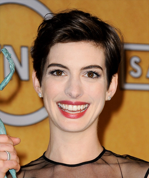 Anne Hathaway Short Straight   Dark Mocha Brunette   Hairstyle