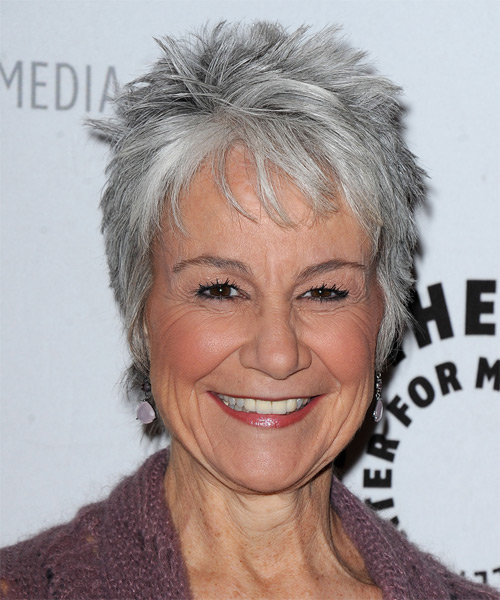 Andrea Romano Short Straight    Grey   with Layered Bangs