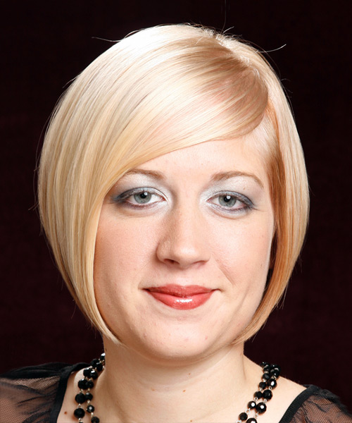 Short Straight Blonde Bob Haircut with angle layering