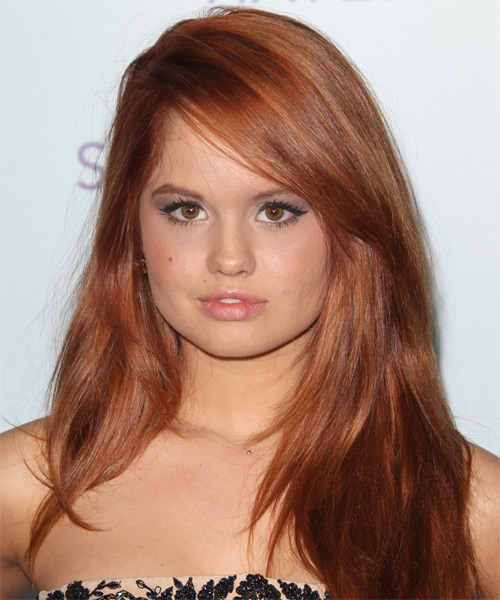 Debby Ryan Long Straight   Copper   Hairstyle with Side Swept Bangs