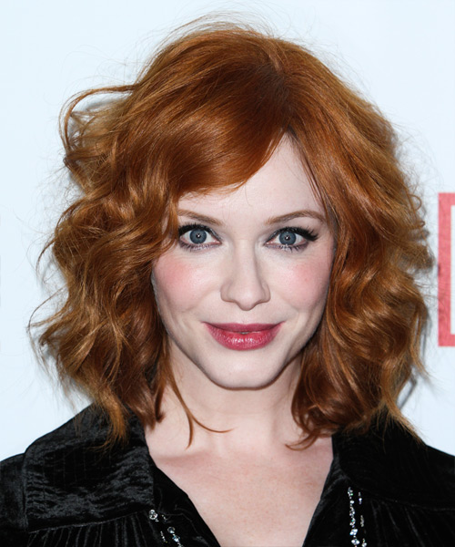 Christina Hendricks Medium Wavy    Ginger Red   Hairstyle