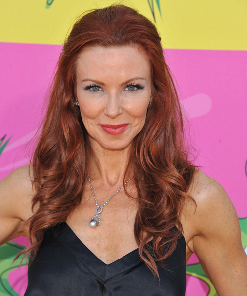 Challen Cates  Long Curly    Red  Half Up Half Down Hairstyle