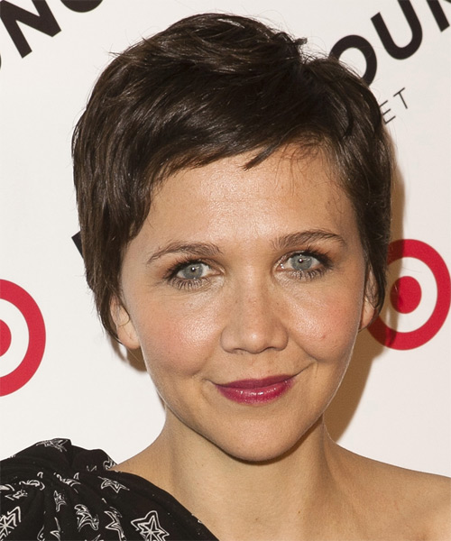 Maggie Gyllenhaal Short Straight Dark Chocolate Brunette Hairstyle