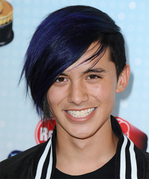 Cole Plante Short Straight   Black  and Purple Two-Tone Emo  Hairstyle