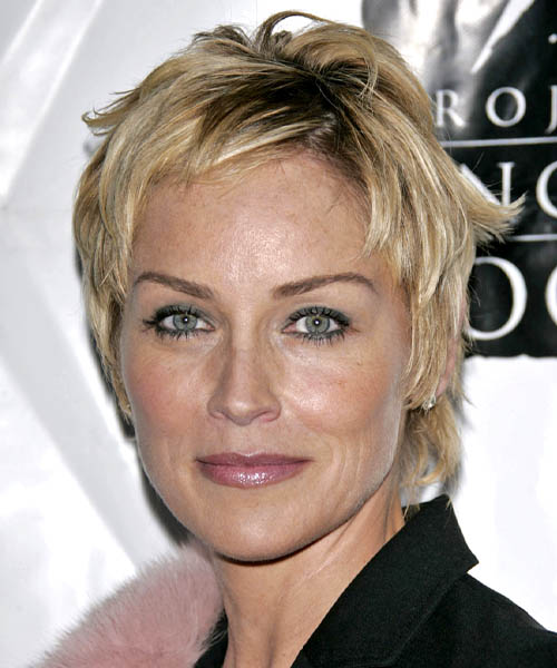 Sharon Stone Short Straight     Hairstyle