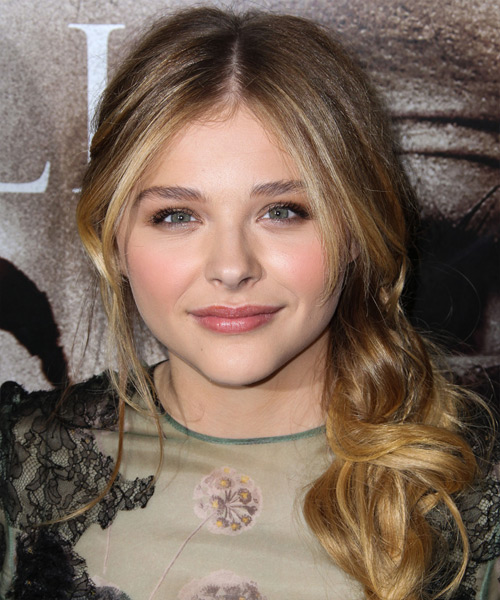 Chloe Grace Moretz  Long Curly    Half Up Hairstyle  