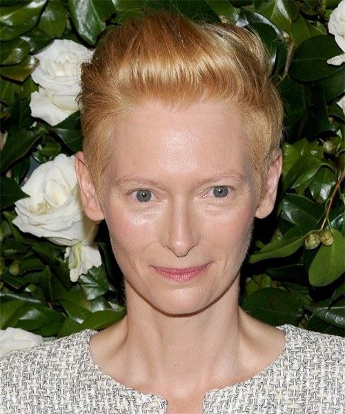 Tilda Swinton Short Straight    Copper Blonde   Hairstyle