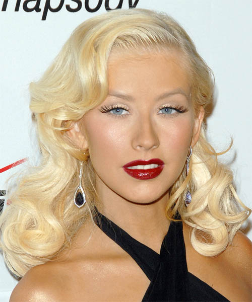 Christina Aguilera Long Wavy   Light Blonde   Hairstyle