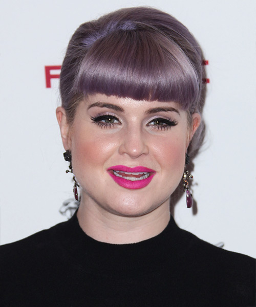 Kelly Osbourne  Long Straight   Purple   Updo Hairstyle with Blunt Cut Bangs