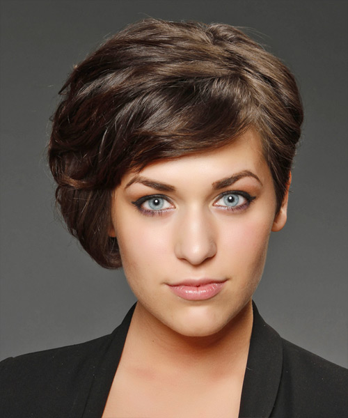 Short Straight Chocolate Asymmetrical Hairstyle