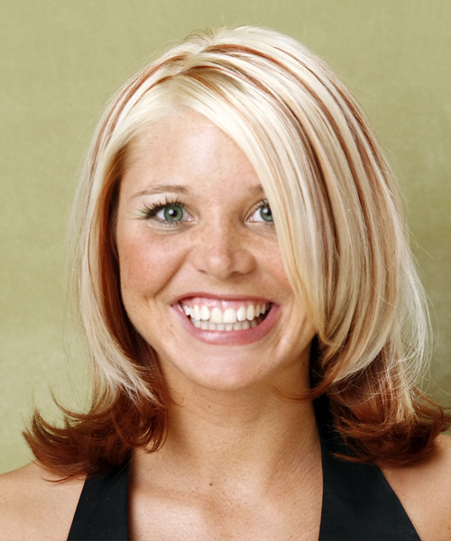 Straight    Red and Light Blonde Two-Tone - side view