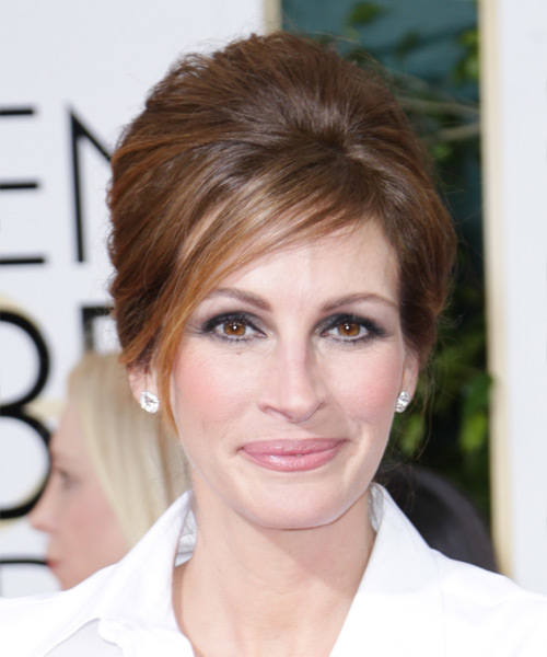 Julia Roberts Long Straight Chocolate Brunette Updo for Women Over 40