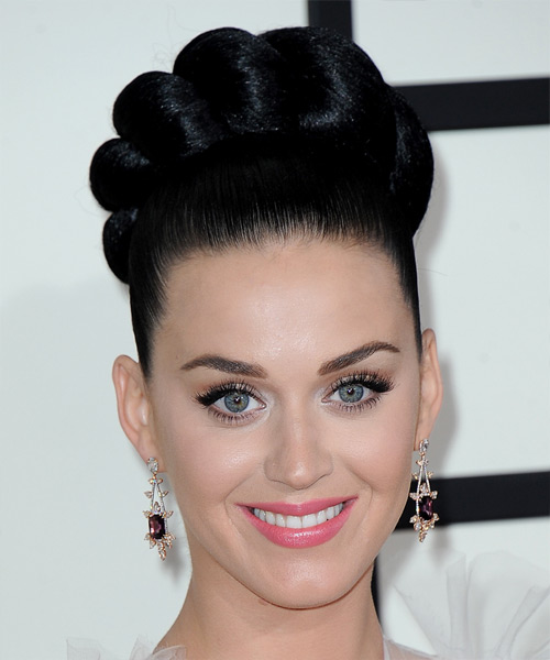 Katy Perry  Long Straight   Black   Updo Hairstyle