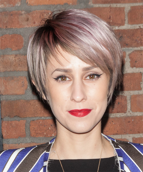 Dev Short Straight   Purple    Hairstyle with Side Swept Bangs