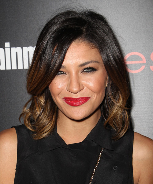 Jessica Szohr Medium Straight   Dark Brunette and  Brunette Two-Tone   Hairstyle