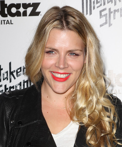 Busy Philipps Long Wavy    Golden Blonde   Hairstyle   with Light Blonde Highlights