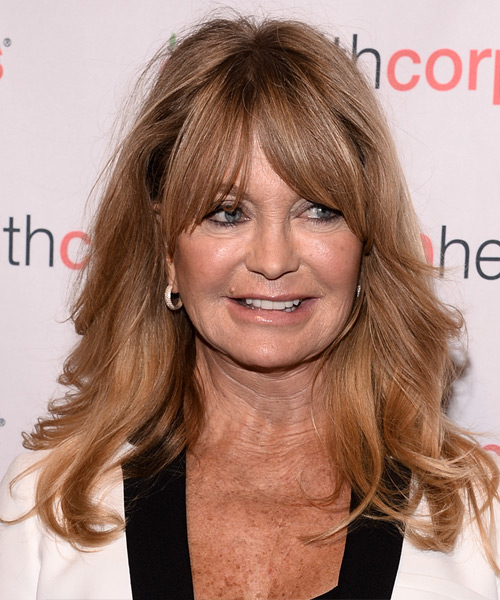 Goldie Hawn Long Straight    Copper Blonde   with Layered Bangs