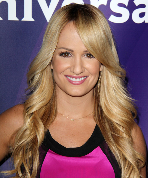 Jenn Brown Long Wavy    Blonde   Hairstyle with Side Swept Bangs