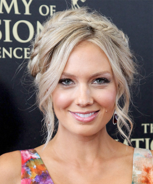 Melissa Ordway  Long Curly   Light Champagne Blonde Braided Updo Hairstyle