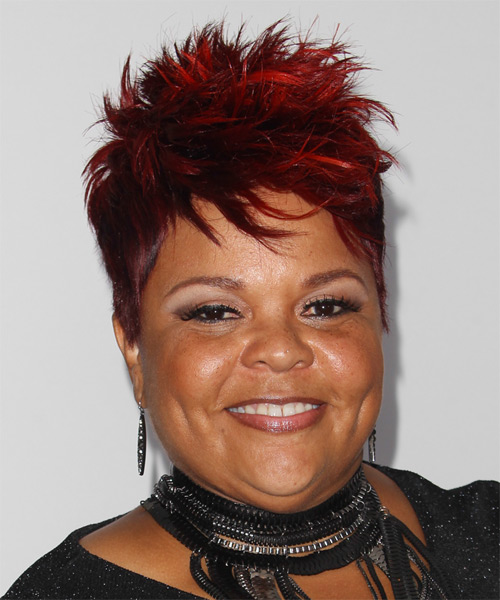 Tamela J. Mann Short Straight   Dark Red