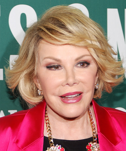 Joan Rivers Short Straight    Golden Blonde   Hairstyle with Side Swept Bangs