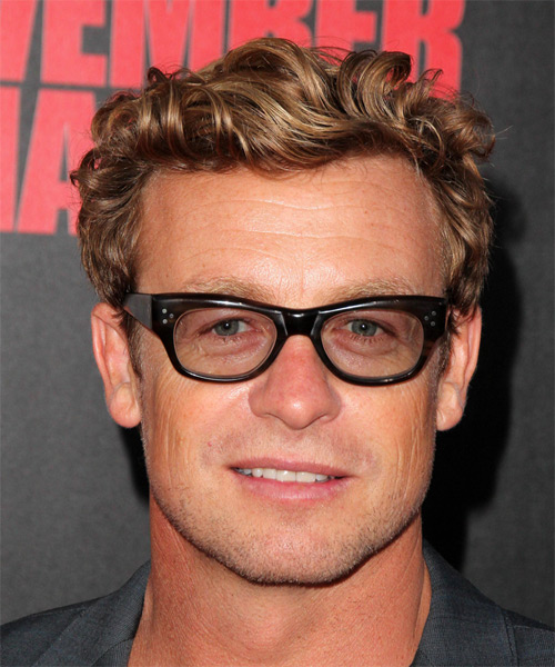 Simon Baker Short Wavy Dark Blonde Hairstyle With Blonde Highlights