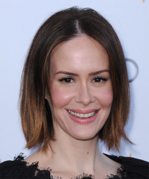 Sarah Paulson Medium Straight   Dark Brunette Bob  Haircut