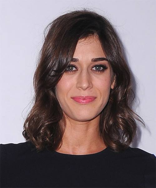 Lizzy Caplan Medium Wavy   Dark Mocha Brunette   Hairstyle