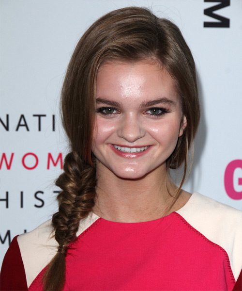 Kerris Dorsey  Long Curly    Ash Brunette Braided Half Up Hairstyle  