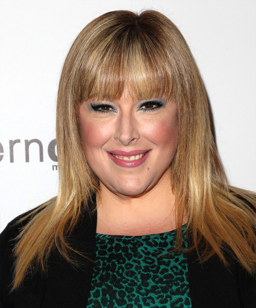 Carnie Wilson Long Straight   Dark Blonde   Hairstyle with Blunt Cut Bangs