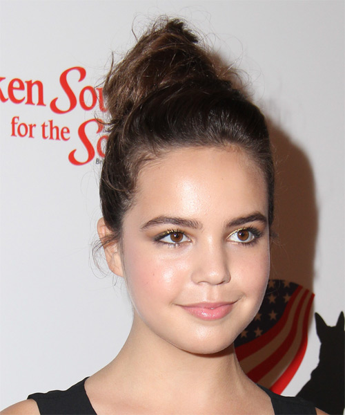 Bailee Madison Long Straight    Brunette  Updo - side on view