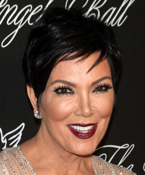 Kris Jenner Short Straight   Black    Hairstyle   - Side on View