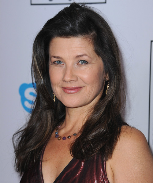 Daphne Zuniga Long Straight   Black    Hairstyle - side on view