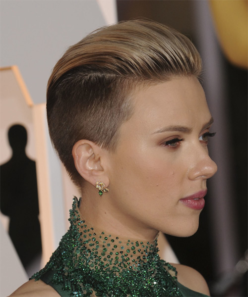 Scarlett Johansson Short Straight   Light Chestnut Brunette   Hairstyle - side on view