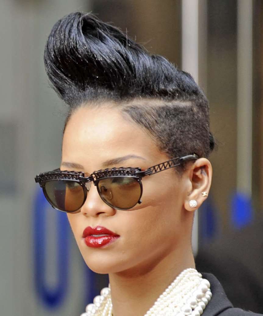 Rihanna Bold Undercut Faux Hawk - side on view